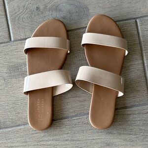 LC Lauren Conrad Beige Double Strap Sandals